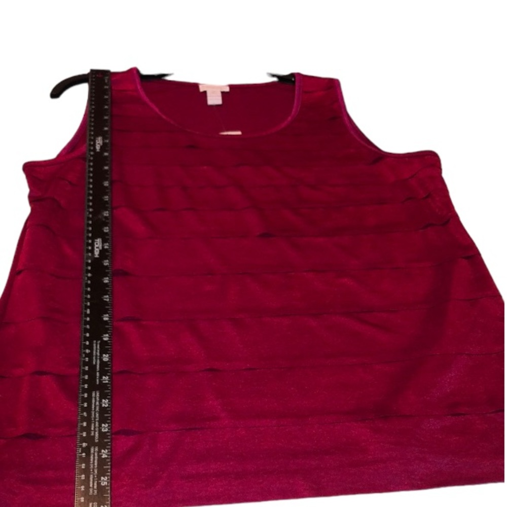 Chico’s size large Size 2  dark raspberry tiered tank fits size 10-12 NWT